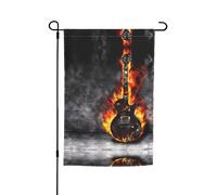 Drapeau de jardin à motif guitare brûlée 45 x 30 cm, drapeau de jardin festif, parfait pour les vacances à la plage et les décorations de fête en plein air
