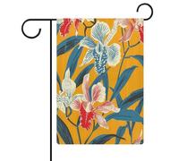 Drapeau de jardin à motif jaune moutarde - Bannière double face - Petits drapeaux personnalisés pour piscine, cour, extérieur - Décoration murale - 32,6 x 47,5 cm