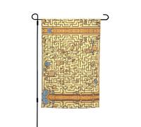 Drapeau de jardin à motif labyrinthe au trésor - 30 x 45 cm, drapeau décoratif pour jardin, terrasse, balcon, cour arrière, pelouse
