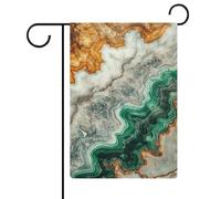 Drapeau de jardin à motif marbré vert, marron, blanc, drapeau extérieur de maison, cour, drapeau saisonnier en toile de jute double face, 30,5 x 45,7 cm