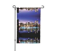 Drapeau de jardin à motif pont de Brooklyn la nuit 45 x 30 cm, drapeau de jardin festif, parfait pour les vacances à la plage et les décorations de fête en plein air
