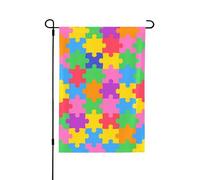 Drapeau de jardin à motif puzzle de sensibilisation à l'autisme - 70 x 102 cm - Double face - En polyester résistant aux intempéries - Pour pelouse, terrasse, balcon, arrière-cour, décoration