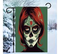 Drapeau de jardin à motif tête de mort - 30,5 x 45,7 cm - Double face à l'extérieur - Décorations de printemps pour la maison, la cour saisonnière - Pour décoration extérieure et vacances