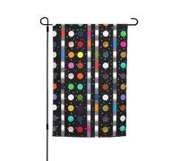 Drapeau de jardin à paillettes arc-en-ciel à rayures noires et blanches - 30,5 x 45,7 cm - Bannière double face avec design vibrant résistant à la décoloration pour porche, terrasse, pelouse et