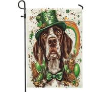 Drapeau de jardin à poil court allemand pour la Saint-Patrick - 30,5 x 45,7 cm - Double face pour décoration extérieure - Motif chiot mignon - Pour maison, animal domestique - Petit drapeau de pelouse