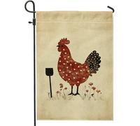 Drapeau de jardin à pois rouges - Décoration extérieure rustique - Bannière double face en toile de jute pour décoration de printemps et d'été - Jolie volaille - 30,5 x 45,7 cm