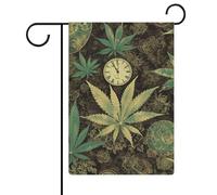 Drapeau de jardin « A Puff in Time » - 30,5 x 45,7 cm - Drapeau extérieur double face - Drapeau floral de bienvenue - Décorations de jardin saisonnières
