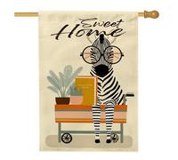 Drapeau de jardin à rayures motif cheval Sweet Home, bannière de pelouse extérieure beige, décoration d'intérieur double face pour chaque saison, style mignon, parfait pour les fêtes de jardin 71 x