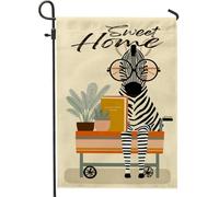 Drapeau de jardin à rayures motif cheval Sweet Home, bannière de pelouse extérieure beige, décoration d'intérieur double face pour chaque saison, style mignon, parfait pour les fêtes de jardin 30,5 x