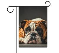 Drapeau de jardin « A Sad Bulldog » - 32 x 47 cm - Vertical double face - Décoration extérieure en lin - Pour ferme, vacances, fête des mères