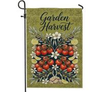 Drapeau de jardin à tomates, récolte botanique citrons olives récolte vert toile de jute double face petit drapeau de jardin pour extérieur, terrasse, pelouse, porche, balcon 30,5 x 45,7 cm