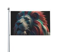 Drapeau de jardin abstrait 3D Art Lion bienvenue 90 x 150 cm Ne se décolore pas Double face Maison Yard Drapeaux Extérieur Bannière Décor pour Cour, Porche Pelouse