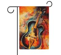 Drapeau de jardin abstrait aquarelle guitare 30,5 x 45,7 cm double face drapeau extérieur drapeau d'été drapeau floral bienvenue drapeaux de jardin saisonniers décorations de vacances