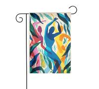 Drapeau de jardin abstrait avec figurines humaines dansantes minimalistes 30 x 45 cm vertical double face ferme vacances décorations extérieures drapeau de cour
