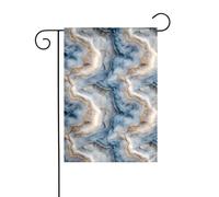 Drapeau de jardin abstrait blanc et bleu à texture marbrée 30 x 45 cm double face pour ferme, vacances, décorations extérieures, drapeau de cour