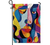 Drapeau de jardin abstrait coloré, audacieux, multicolore, art saisonnier, décoration de vacances d'extérieur moderne, contemporaine, 30,5 x 45,7 cm