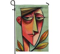 Drapeau de jardin abstrait coloré d'automne, bannière artistique de décoration d'intérieur, bannière double face en toile de jute, décoration de pelouse extérieure, 30,5 x 45,7 cm