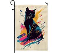 Drapeau de jardin abstrait coloré pour chat - Drapeaux de cour décoratifs pour printemps et été - Double face - Décoration d'intérieur artistique - Décoration de pelouse extérieure pour les amoureux