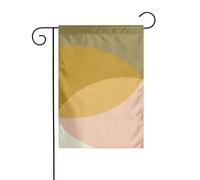 Drapeau de jardin abstrait du milieu du siècle - Formes géométriques vert olive - 30 x 45 cm - Vertical double face - Ferme - Vacances - Décorations extérieures - Drapeau de cour