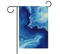 Drapeau de jardin abstrait en marbre bleu foncé en toile de jute double face 30,5 x 45,7 cm