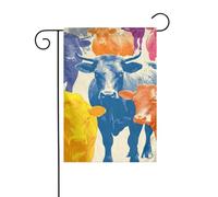 Drapeau de jardin abstrait géométrique avec vaches pop art 30 x 45 cm vertical double face ferme vacances décorations extérieures drapeau de cour