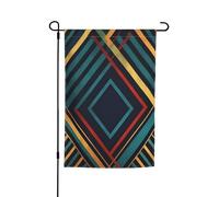 Drapeau de jardin abstrait géométrique rayé 30,5 x 45,7 cm pour printemps, été, automne, hiver, drapeaux saisonniers double face, bannière d'extérieur et d'intérieur pour décoration de maison