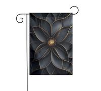 Drapeau de jardin abstrait noir doré géométrique fleur 30 x 45 cm vertical double face ferme vacances décorations extérieures drapeau cour drapeau
