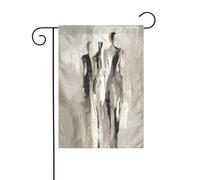 Drapeau de jardin abstrait noir et blanc à trois grandes figures 30 x 45 cm vertical double face ferme vacances décorations extérieures drapeau de cour