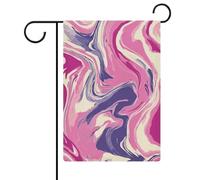 Drapeau de jardin abstrait rose et violet marbré en toile de jute double face 30,5 x 45,7 cm