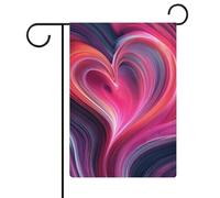 Drapeau de jardin abstrait rose violet rouge en toile de jute double face 30,5 x 45,7 cm