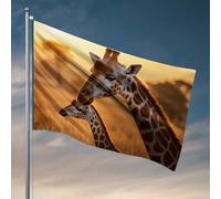 Drapeau de jardin Accessoires Longhorn Veau Collage avec mère au coucher du soleil Drapeau Art Décoration de chambre à coucher (120 x 180 cm)