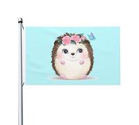 Drapeau De Jardin Adorable Petit Hérisson Drapeaux De Maison 150X90Cm | Drapeau Suspendre Avec Œillets Drapeaux Pour Vacances Chambres Dortoirs Bannières