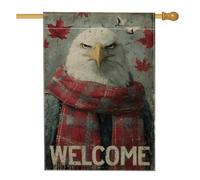Drapeau de jardin aigle, bannière de bienvenue d'hiver à carreaux rouges, décoration extérieure saisonnière, affichage de pelouse rustique, décoration d'intérieur double face, 71,1 x 101,6 cm
