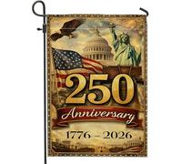 Drapeau de jardin aigle - Statue patriotique historique de l'Amérique - Drapeau d'anniversaire en toile de jute rouge double face - Drapeaux extérieurs décoratifs pour extérieur, terrasse, pelouse