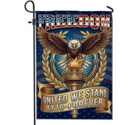 Drapeau de jardin aigle - Torche vintage patriotique - Laurier - Rouge - Double face - En toile de jute - Décoration pour extérieur, terrasse, pelouse, porche, entrée, camping - 30,5 x 45,7 cm