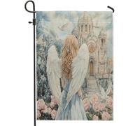 Drapeau de jardin, ailes d'ange, bannière de cour, tissu décoratif double face pour décoration extérieure, pelouse, printemps, 30,5 x 45,7 cm