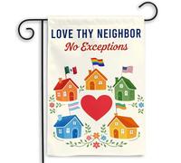 Drapeau De Jardin Aime ton prochain sans exception. Patio 30x45cm | pelouse drapeaux Décoration Drapeau pour Balcon Toutes les saisons Maison