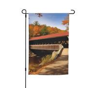 Drapeau de jardin Albany Covered Bridge 12x18 po Impression recto verso Drapeaux de jardin Drapeau de vacances intérieur ou extérieur pour bannière extérieure Toile de fond photo pour décoration de la