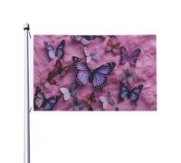 Drapeau de jardin « All Butterflies Are On Purple Background Welcome » de 0,9 x 1,5 m - Double face - Ne se décolore pas - Avec bannière extérieure en laiton - Décoration pour cour, porche, pelouse