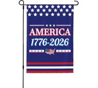 Drapeau de jardin américain 1776 2026 anniversaire de mariage de l'Amérique avec inscription « God Bless USA Patriot House »