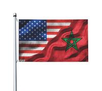 Drapeau De Jardin Amérique Maroc Marocain Bannière Décorative Couleurs Éclatantes Drapeaux Décoratifs D'Extérieur Avec Œillets En Laiton Bannière De Cour Pour Patio Procession 90X150Cm