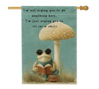 Drapeau de jardin amphibien d'été, champignon crapaud vert, bannière de décoration extérieure, décoration de pelouse double face en toile de jute pour fête à la maison, 71,1 x 101,6 cm