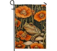 Drapeau de jardin amphibien orange automnal, charmante bannière de décoration florale de cour, œuvre d'art double face pour décoration de pelouse extérieure, accents saisonniers de maison 30,5 x 45,7