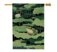 Drapeau de jardin amphibien vert printemps été, jolie bannière d'extérieur en toile de jute double face pour décoration de fête de vacances, 71 x 101 cm