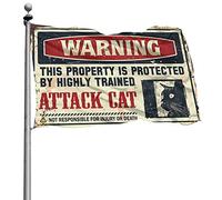 Drapeau de jardin amusant avec avertissement « This Property Is Protected By A Highly Trained Attack Cat Flag Men Decor Cool Room Accessories for Teens Boys » (30 x 45 cm)