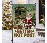 Drapeau de jardin amusant avec citation du Père Noël 30,5 x 45,7 cm | Thème de chasse, drapeau de pelouse, store camouflage, bonhomme de neige d'hiver, boîtes cadeaux de vacances