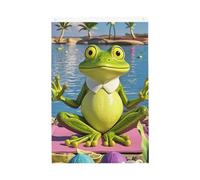 Drapeau de jardin amusant avec grenouille de yoga - 61 x 91 cm - Ne se décolore pas - Double face - Bannière d'extérieur pour cour, porche, pelouse