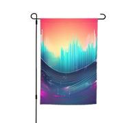 Drapeau de jardin amusant avec impression de vagues sonores de musique cool pour maison, terrasse, pelouse, cour, décoration de vacances, 30,5 x 45,7 cm