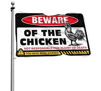 Drapeau de jardin amusant avec inscription « Beware of Chicken » - Accessoires de décoration pour chambre d'adolescents et garçons (60 x 90 cm)