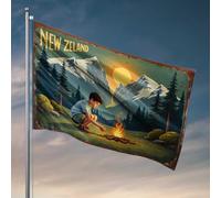 Drapeau de jardin amusant avec l'aventure de la Nouvelle-Zélande : un voyage à travers la nature Drapeau de beauté pour intérieur de jardin printanier (60 x 90 cm)